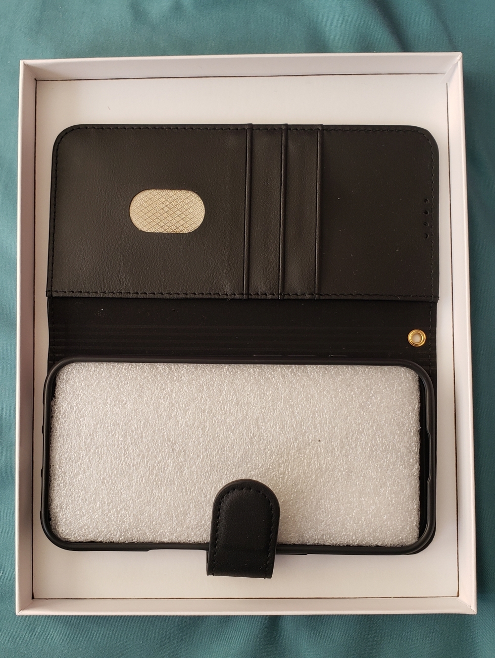 Iphone 16 Wallet Case Black Flip Folio Card Holder Magnetic Closure